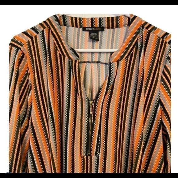 ROBERT LOUIS Striped Zippered Blouse Top Shirt - Picture 5 of 8